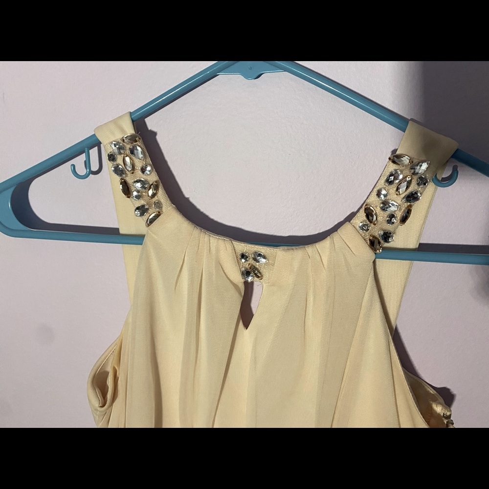 Light pink dress with jeweled neckline